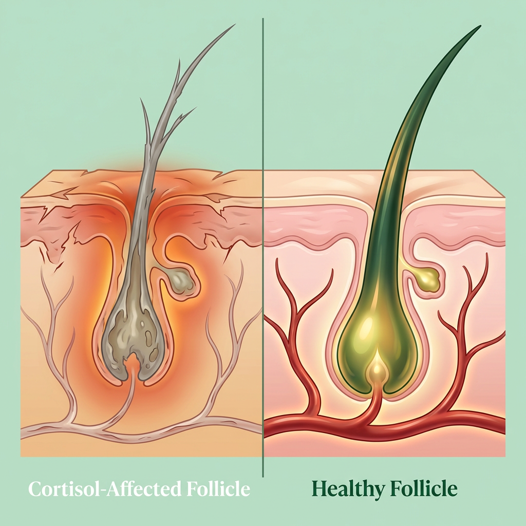 Cortisol-affected follicle vs healthy follicle