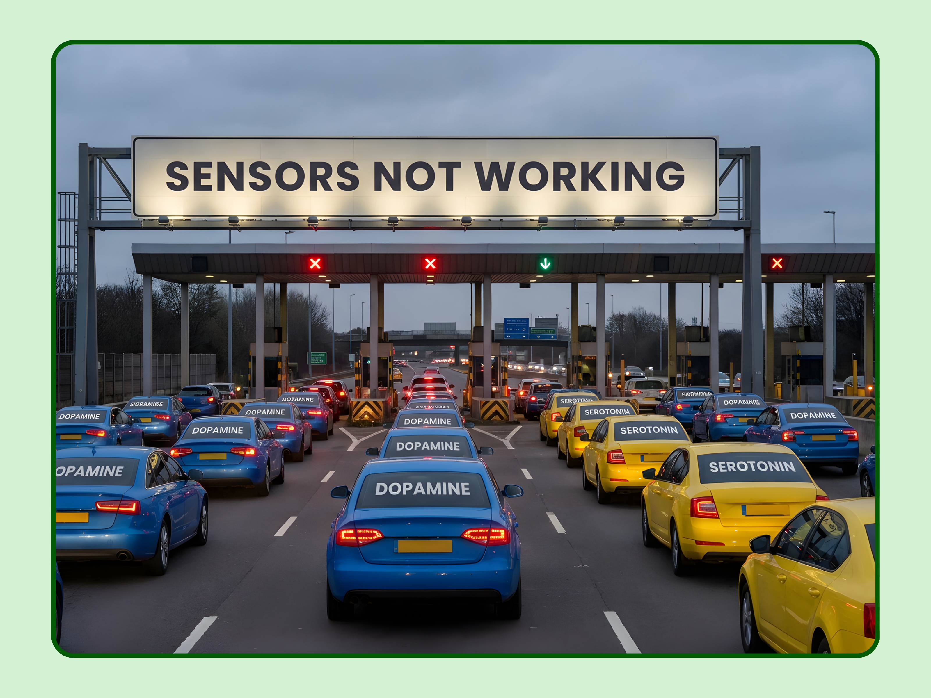 Dopamine serotonin highway analogy